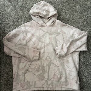 Hollister Women's Hoodie - Light Pink and Gray Camouflage